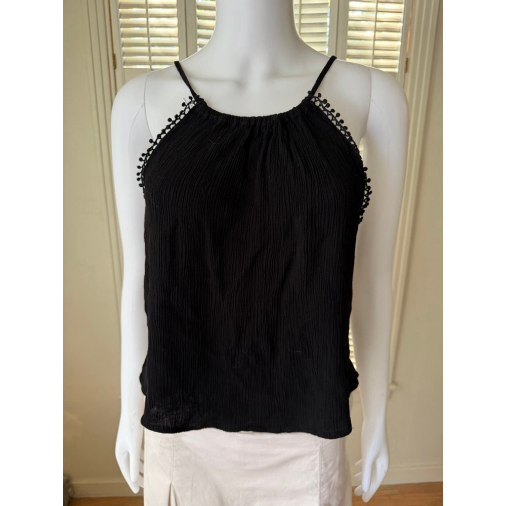 Ambiance‎ Black Lightweight Gauze Texture Tank Top S